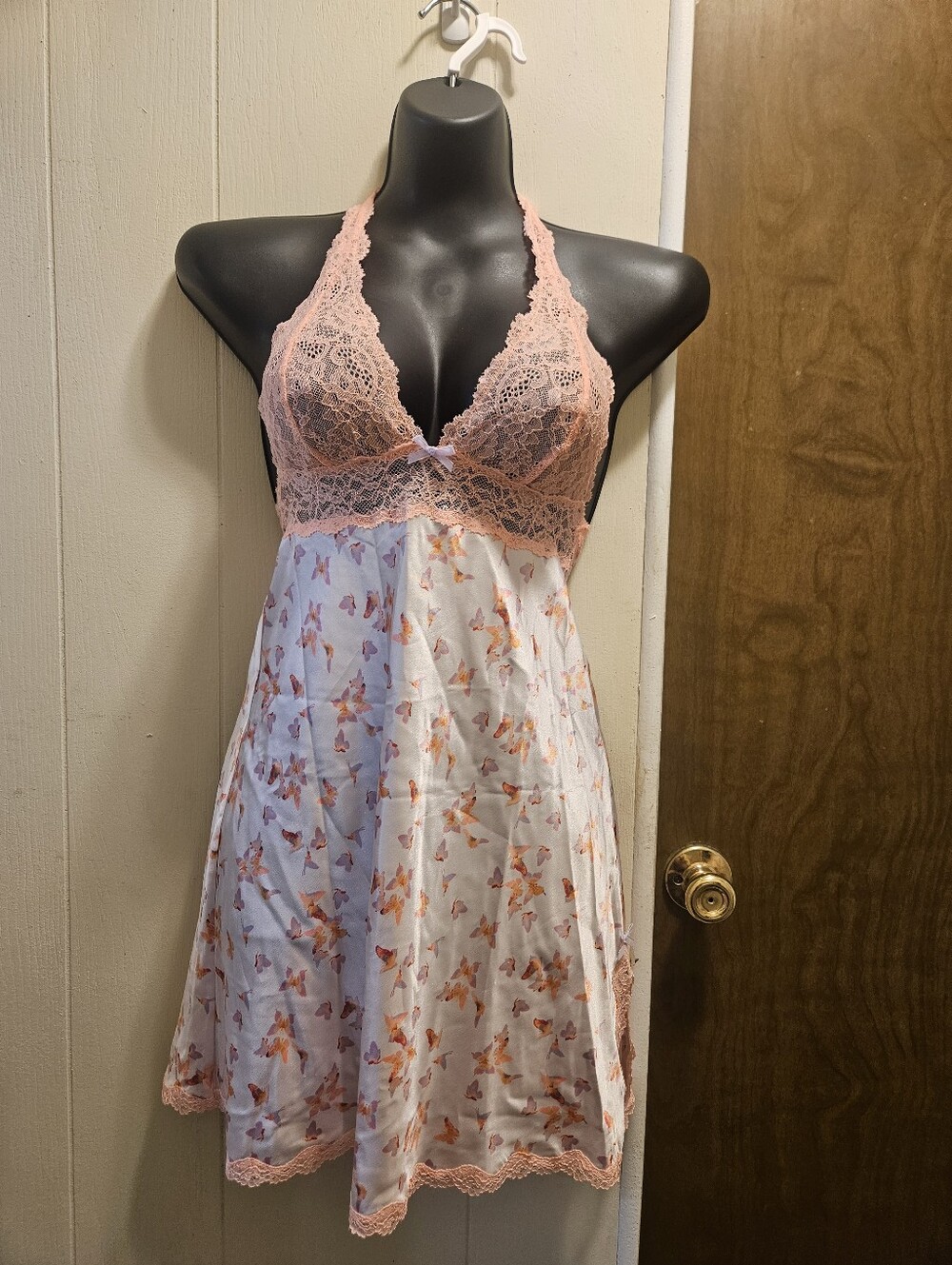NWOT Victoria's Secret Pink Lace & Butterfly-Print Chemise